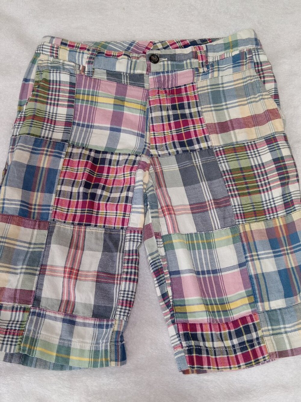 Polo Ralph Lauren Boys Madras Patchwork Shorts Size 14 Preppy Plaid Cotton